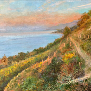 Peinture intitulée "Sunset on the Medit…" par Albert Safiullin, Œuvre d'art originale, Huile