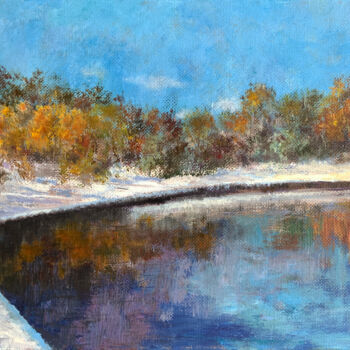 Painting titled "The first snow fell" by Albert Safiullin, Original Artwork, Oil