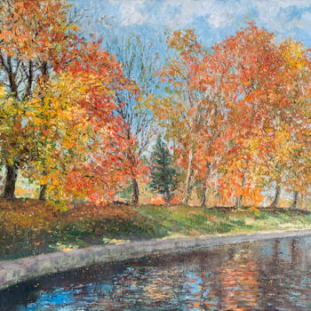 Pintura intitulada "In the autumn park" por Albert Safiullin, Obras de arte originais, Óleo
