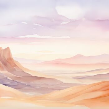 Arte digitale intitolato "Panoramic desert la…" da Albertbs, Opera d'arte originale, Immagine generata dall'IA
