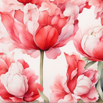 Digitale Kunst getiteld "Artistic floral bac…" door Albertbs, Origineel Kunstwerk, AI gegenereerde afbeelding