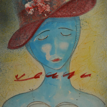 Pintura intitulada "DONA AMB BARRET 2" por Albert Casals, Obras de arte originais, Outro