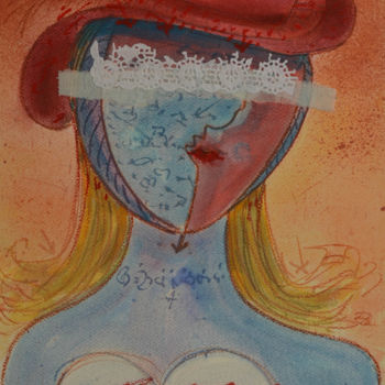 Pintura titulada "DONA AMB BARRET 3" por Albert Casals, Obra de arte original, Otro
