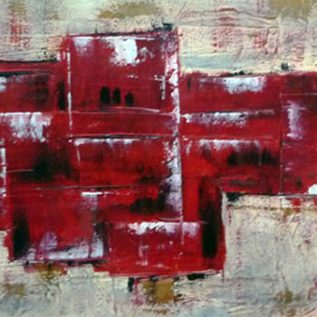 Painting titled "Red cubik" by Albert Derriennic, Original Artwork, Acrylic