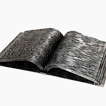 Scultura intitolato "The Book (The World…" da Albert Dura, Opera d'arte originale, Metalli