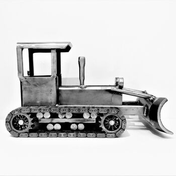 Sculptuur getiteld "Vintage Bulldozer -…" door Albert Dura, Origineel Kunstwerk, Metalen