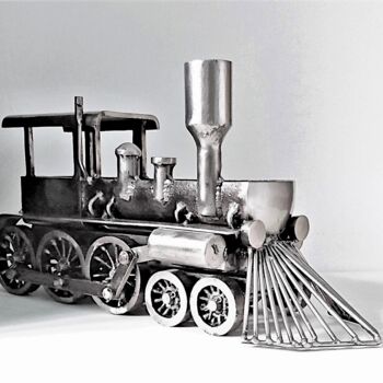 Scultura intitolato "Vintage Locomotive…" da Albert Dura, Opera d'arte originale, Metalli