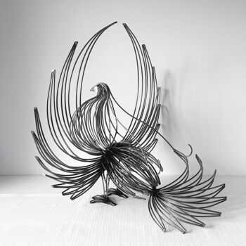 「Phoenix」というタイトルの彫刻 Albert Duraによって, オリジナルのアートワーク, 金属