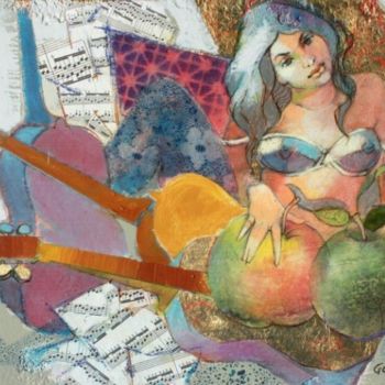 Malerei mit dem Titel "Eve et les pommes" von Albert Guillou, Original-Kunstwerk