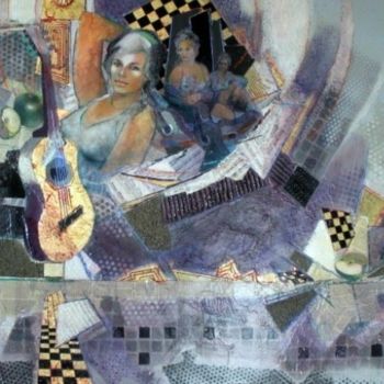 Pintura titulada "Eve et les guitares" por Albert Guillou, Obra de arte original