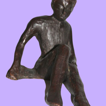 Скульптура под названием "Ragazzo seduto" - Albertini, Подлинное произведение искусства, Бронза