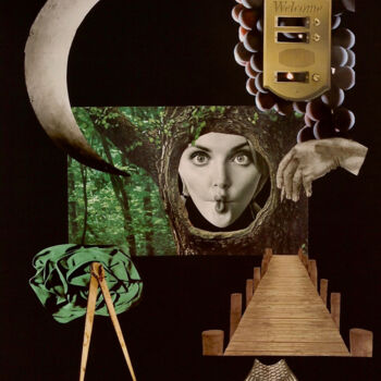 Collages titled "IL RIFUGIO" by Alberto Bennati, Original Artwork, Collages Mounted on Wood Panel