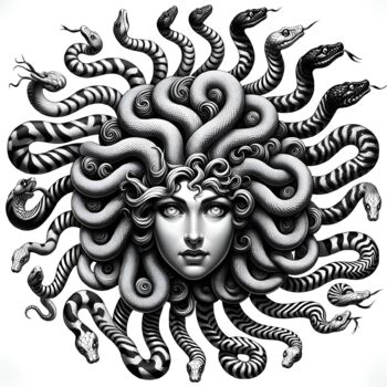 Digital Arts titled "Medusa: Whirls of C…" by Alberto Capitani, Original Artwork, AI generated image