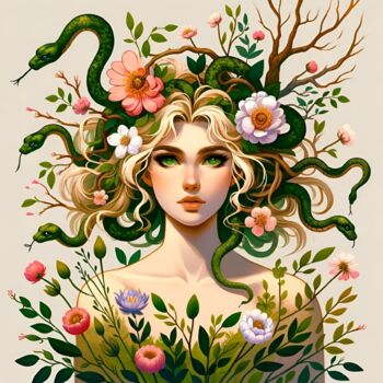 Arte digitale intitolato "Medusa: Blossoming…" da Alberto Capitani, Opera d'arte originale, Immagine generata dall'IA