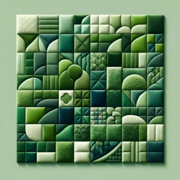 Arts numériques intitulée "Textures of Green" par Alberto Capitani, Œuvre d'art originale, Image générée par l'IA
