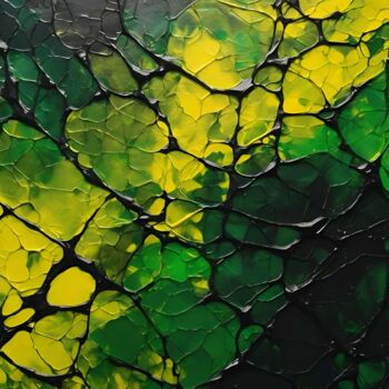 Digital Arts titled "Fractured Green and…" by Alberto Capitani, Original Artwork, AI generated image