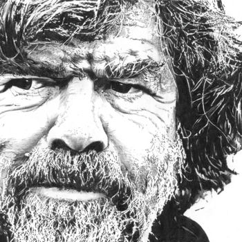 Disegno intitolato "Reinhold Messner" da Alberto Ciro Taddei, Opera d'arte originale, Matita