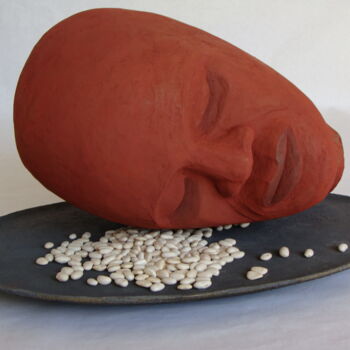 Escultura titulada "Cabeça em cama de f…" por Alberto Kissola, Obra de arte original, Otro
