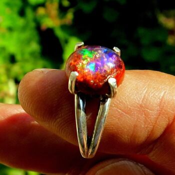 Design intitolato "Mexican fire opal F…" da Alberto Thirion, Opera d'arte originale, Gioielli