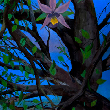 Картина под названием "The orchid" - Alberto Thirion, Подлинное произведение искусства, Акрил