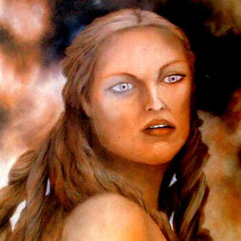 Pintura intitulada "La Mujer del Pelo L…" por Alberto Thirion, Obras de arte originais, Óleo