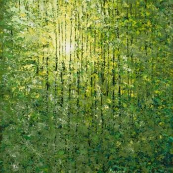 Painting titled "alberi" by Alberto Bosisio, Original Artwork, Oil