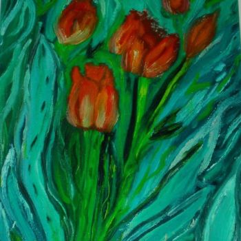 Painting titled "tulipani 2" by Alberto C., Original Artwork