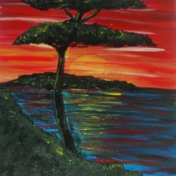 Pittura intitolato "tramonto ad oriente" da Alberto C., Opera d'arte originale