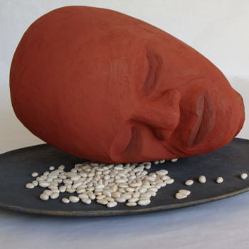 Sculpture titled "Cabeça em cama de f…" by Alberto Kissola, Original Artwork, Other