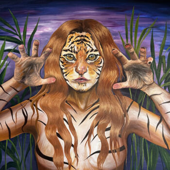 绘画 标题为“Be a Fear. Tiger wo…” 由Albina Ayhan, 原创艺术品, 丙烯