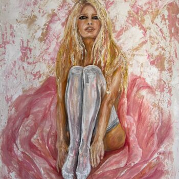 Painting titled "Brigitte Bardot. Bl…" by Albina Ayhan, Original Artwork, Acrylic Mounted on Wood Stretcher frame