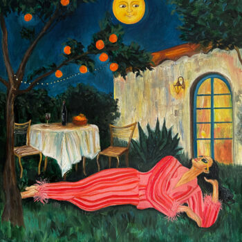 Картина под названием "Moonbath" - Albina Ayhan, Подлинное произведение искусства, Масло