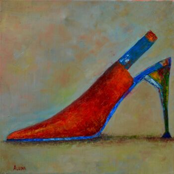 Картина под названием "L'escarpin rouge" - Albina Urbanek, Подлинное произведение искусства, Масло