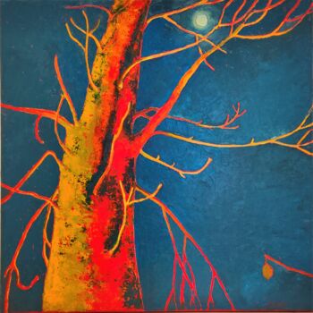 Картина под названием "Soirée d'hiver dans…" - Albina Urbanek, Подлинное произведение искусства, Масло Установлен на Деревян…