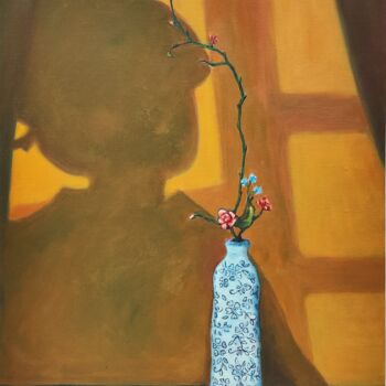 Schilderij getiteld "Ikebana" door Albina Urbanek, Origineel Kunstwerk, Olie