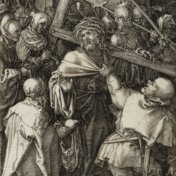 Gravures & estampes intitulée "Bearing of the Cross" par Albrecht Dürer, Œuvre d'art originale, Embossage