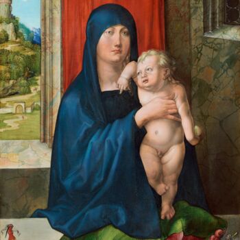 绘画 标题为“Madonna and Child” 由Albrecht Dürer, 原创艺术品, 油