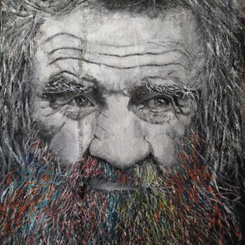 Painting titled "the old man" by Alberto Raffaelli, Original Artwork, Acrylic Mounted on Wood Stretcher frame
