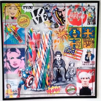 Collages titled "Charlie Chaplin & p…" by Alberto Cordiero, Original Artwork, Paper