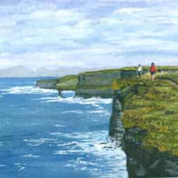 Pintura titulada "Falaises d'Irlande…" por Alain Delafosse, Obra de arte original