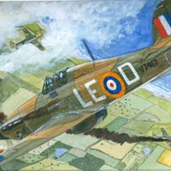 Painting titled "Hurricane MK1" by Alain Delafosse, Original Artwork