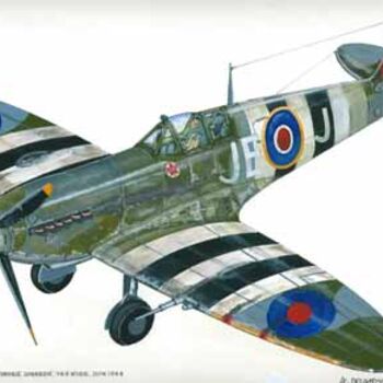 Painting titled "spitfire MK9" by Alain Delafosse, Original Artwork