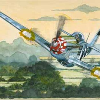 Painting titled "mustang P51" by Alain Delafosse, Original Artwork