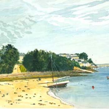 Pintura intitulada "Douarnenez plage" por Alain Delafosse, Obras de arte originais