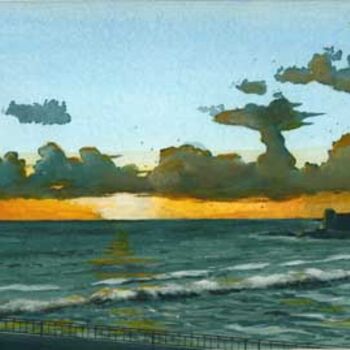 Painting titled "coucher de soleil s…" by Alain Delafosse, Original Artwork