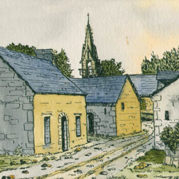 Pintura intitulada "village du Morbihan" por Alain Delafosse, Obras de arte originais