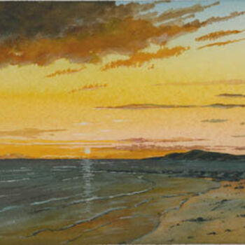 Pintura intitulada "coucher de soleil" por Alain Delafosse, Obras de arte originais