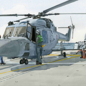 Peinture intitulée "hélicoptère Lynx, 3…" par Alain Delafosse, Œuvre d'art originale, Autre