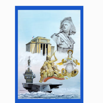 Pintura intitulada "la marine et son hi…" por Alain Delafosse, Obras de arte originais, Aquarela