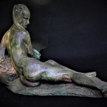 Sculptuur getiteld "Leda e il cigno" door Aldo Falchi, Origineel Kunstwerk, Bronzen